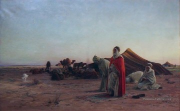  oriental - PRIERE dans le désert prier Eugène Girardet orientaliste